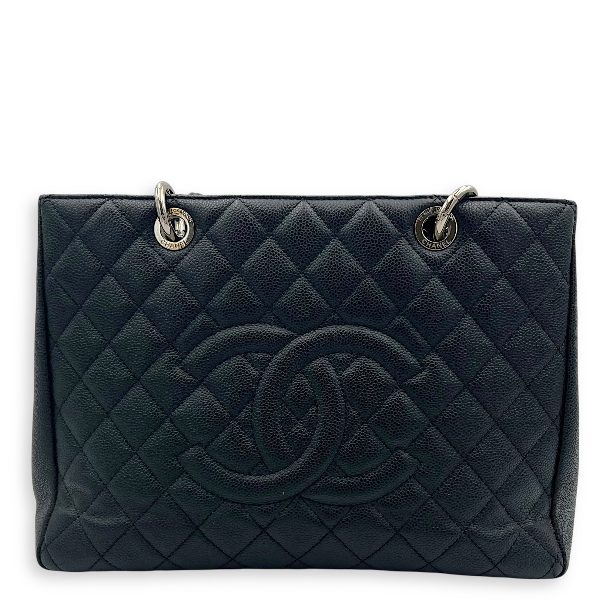 Chanel GST Shoulder Bag Black in Caviar Leather, Silver hardware_8