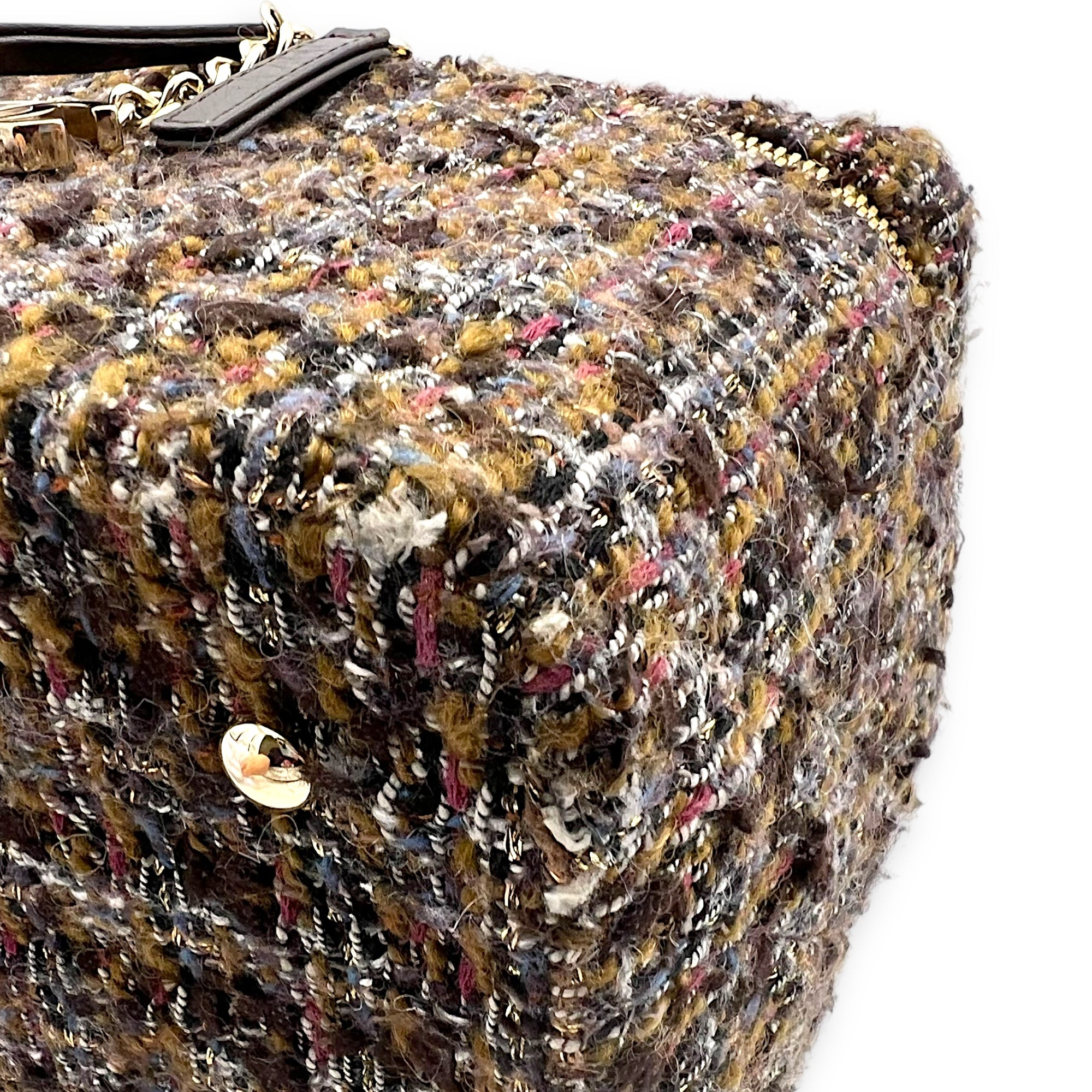 Chanel Vanity Case Wood Multi-colour Top Handle Bag in Tweed, Gold hardware_8