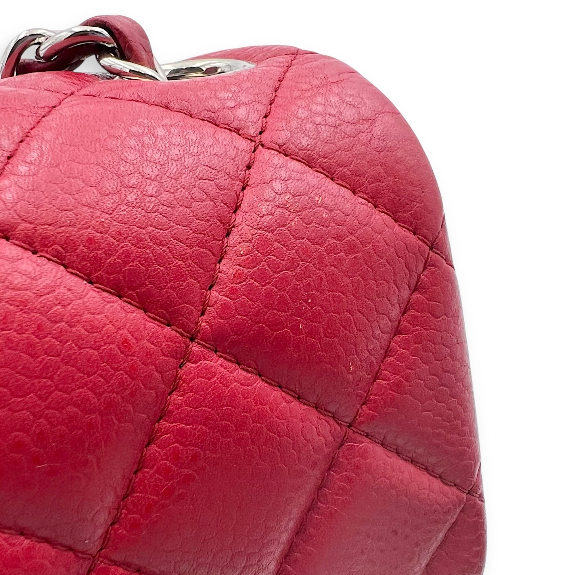 Chanel CC Mini Square Shoulder Bag Red in Caviar Leather, Silver hardware_8