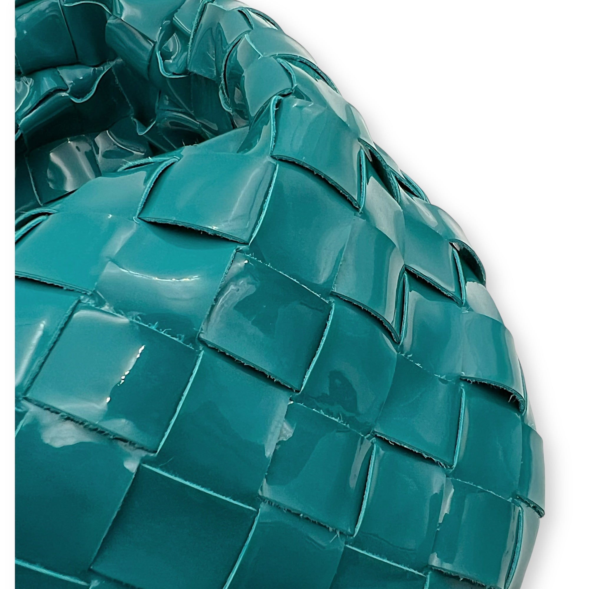Bottega Veneta Jodie Top Handle Bag Blue in Patent Leather, Silver hardware_8