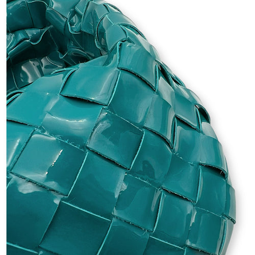 Bottega Veneta Jodie Top Handle Bag Blue in Patent Leather, Silver hardware_8
