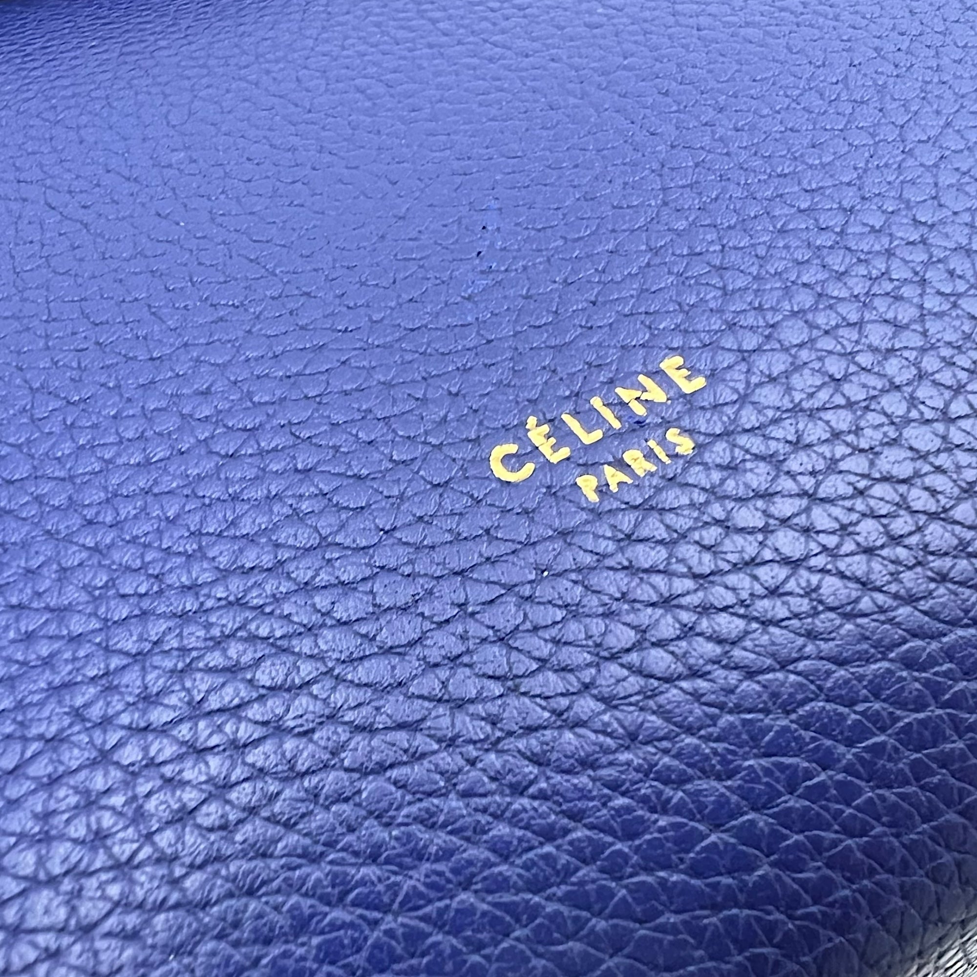 Celine Belt Bag Top Handle Bag Blue in Calfskin, Gold hardware_8