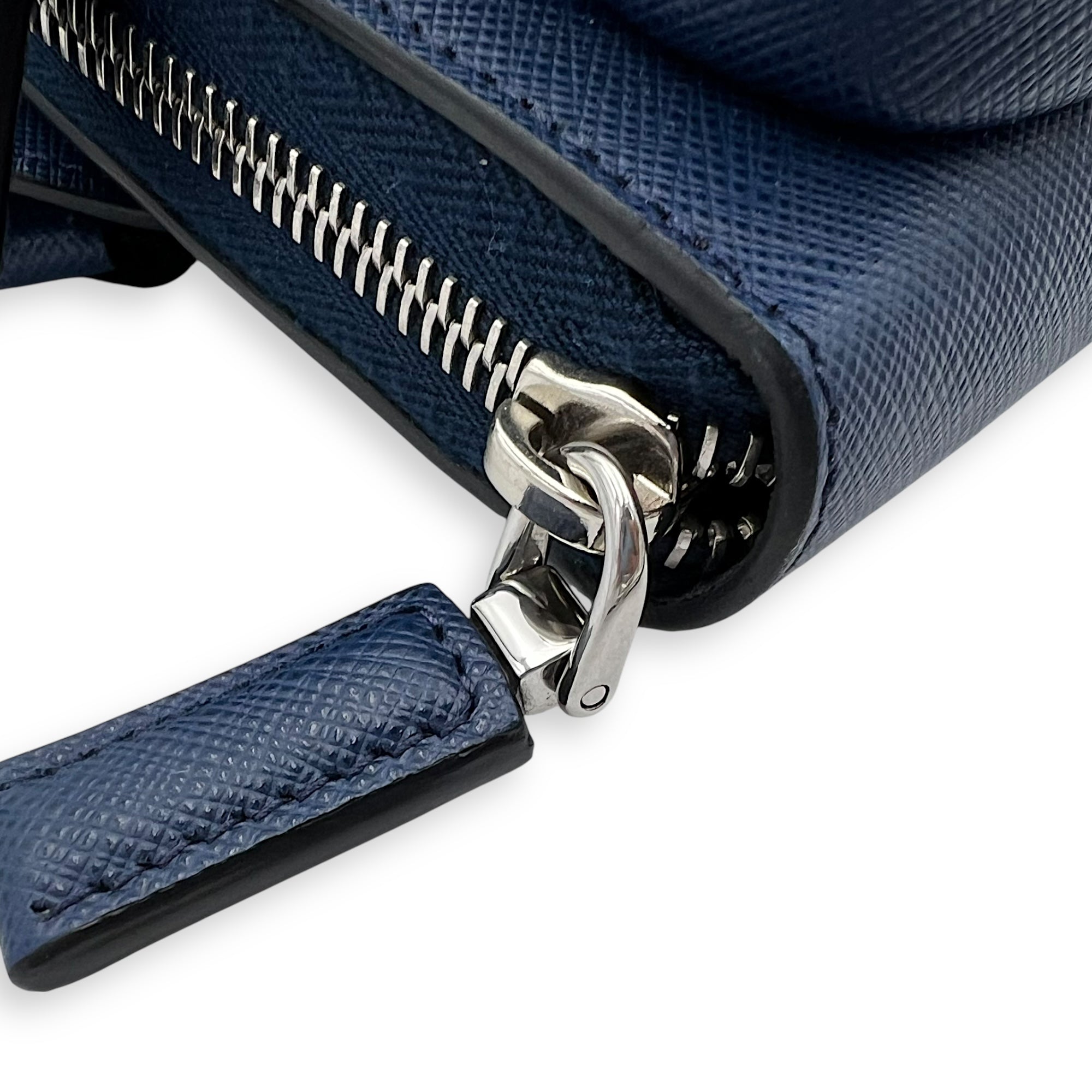 Prada Logo Belt Bag Blue in Saffiano Leather, Silver hardware_8