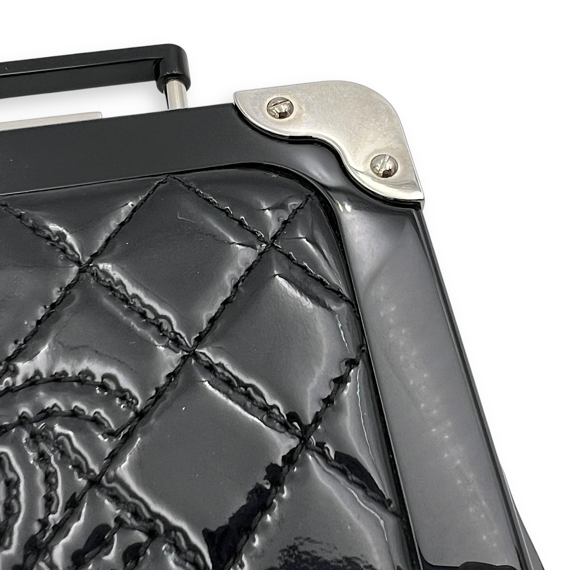 Chanel Minaudiere Trolley Black Clutch in, Silver hardware_8