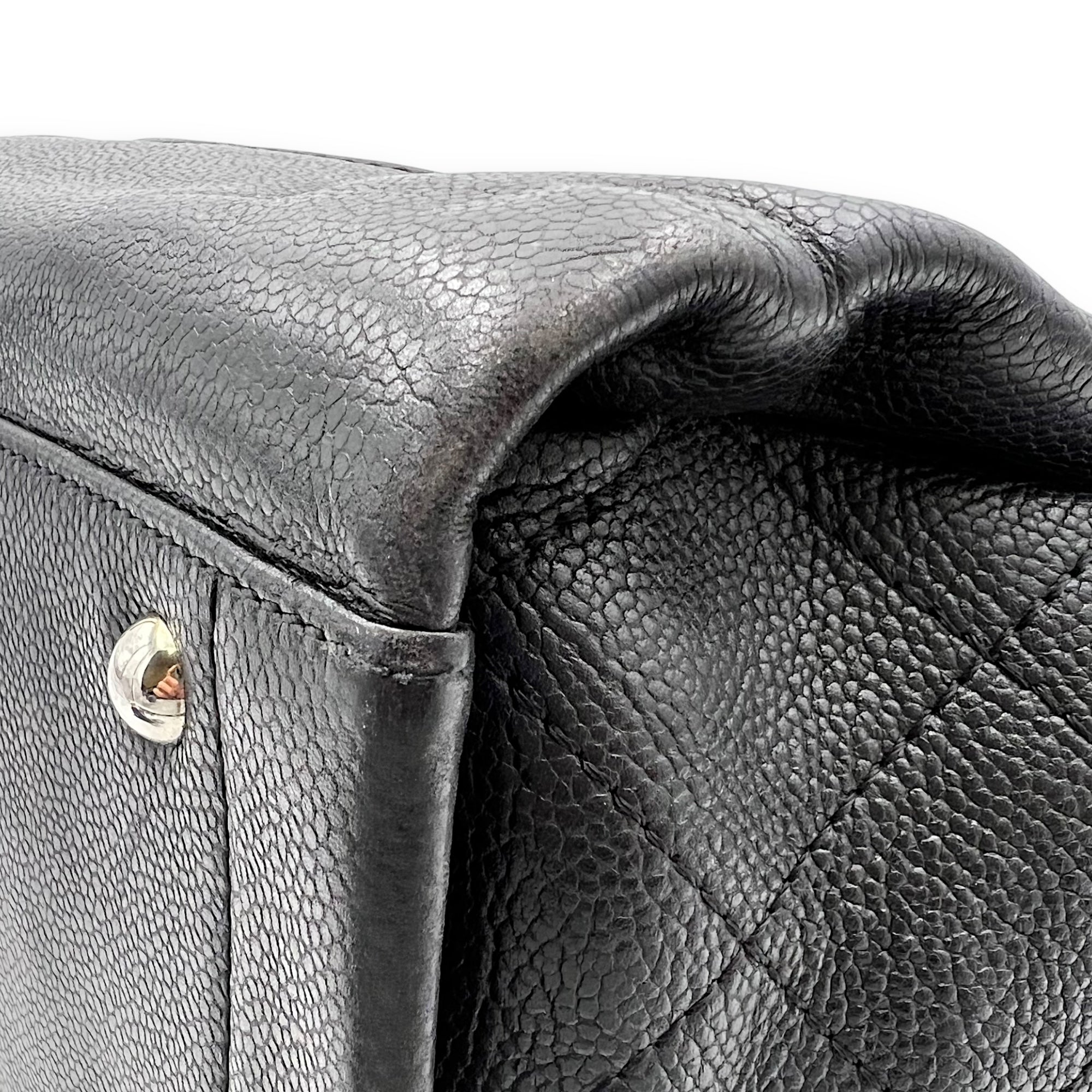 Chanel CC Tote Bag Black in Caviar Leather, Silver hardware_8