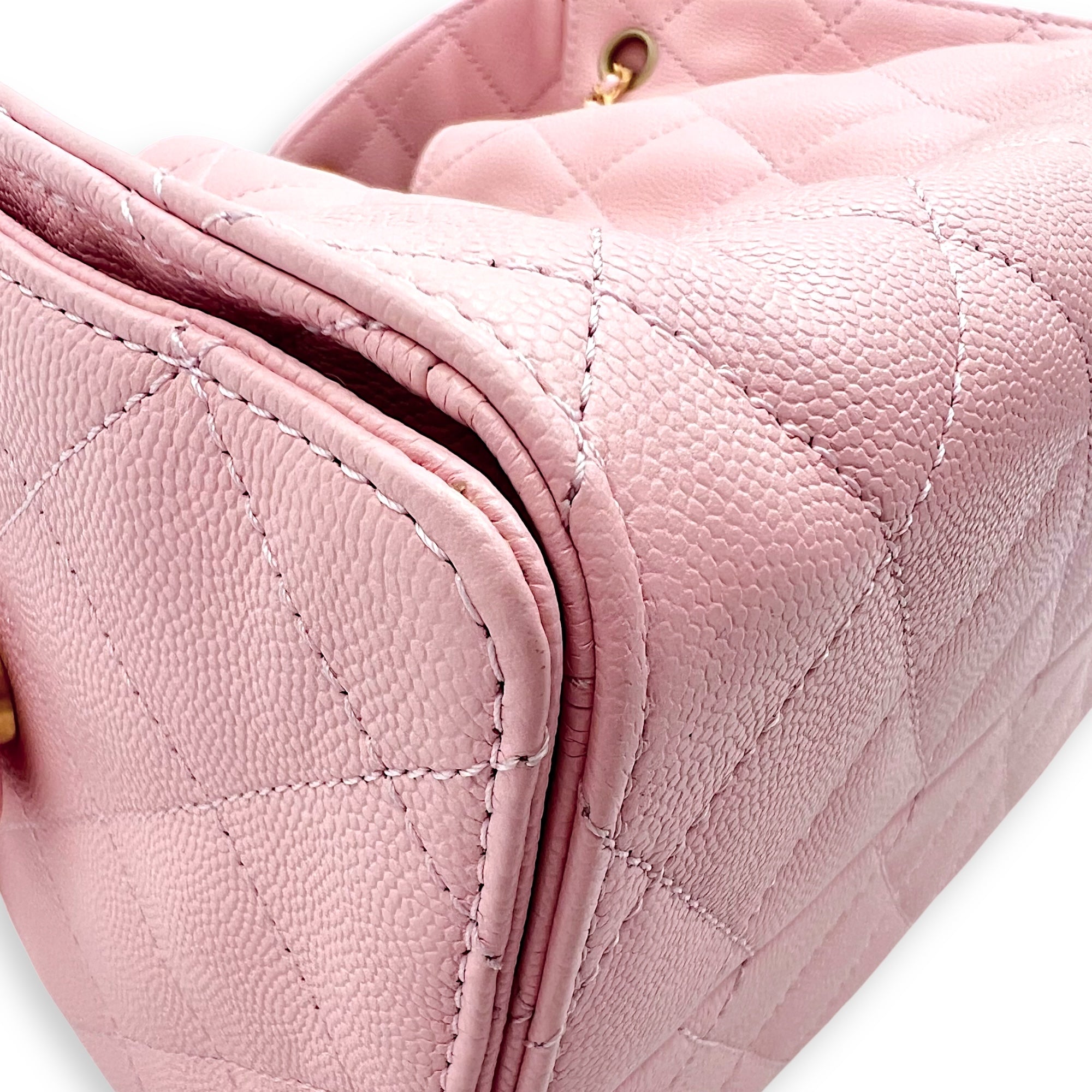 Chanel C25 Small Pink Shoulder Bag in Caviar Leather, Gold hardware_9