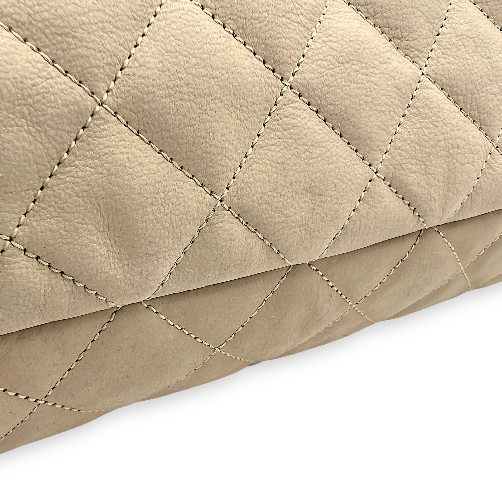 Saint Laurent ICare Tote Bag Beige in Nubuck suede, Gold hardware_8