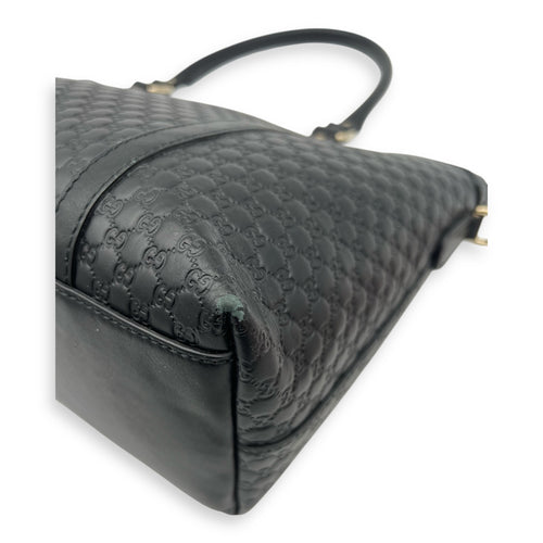 Gucci GG Tote Bag Black in Guccissima Leather, Gold hardware_9