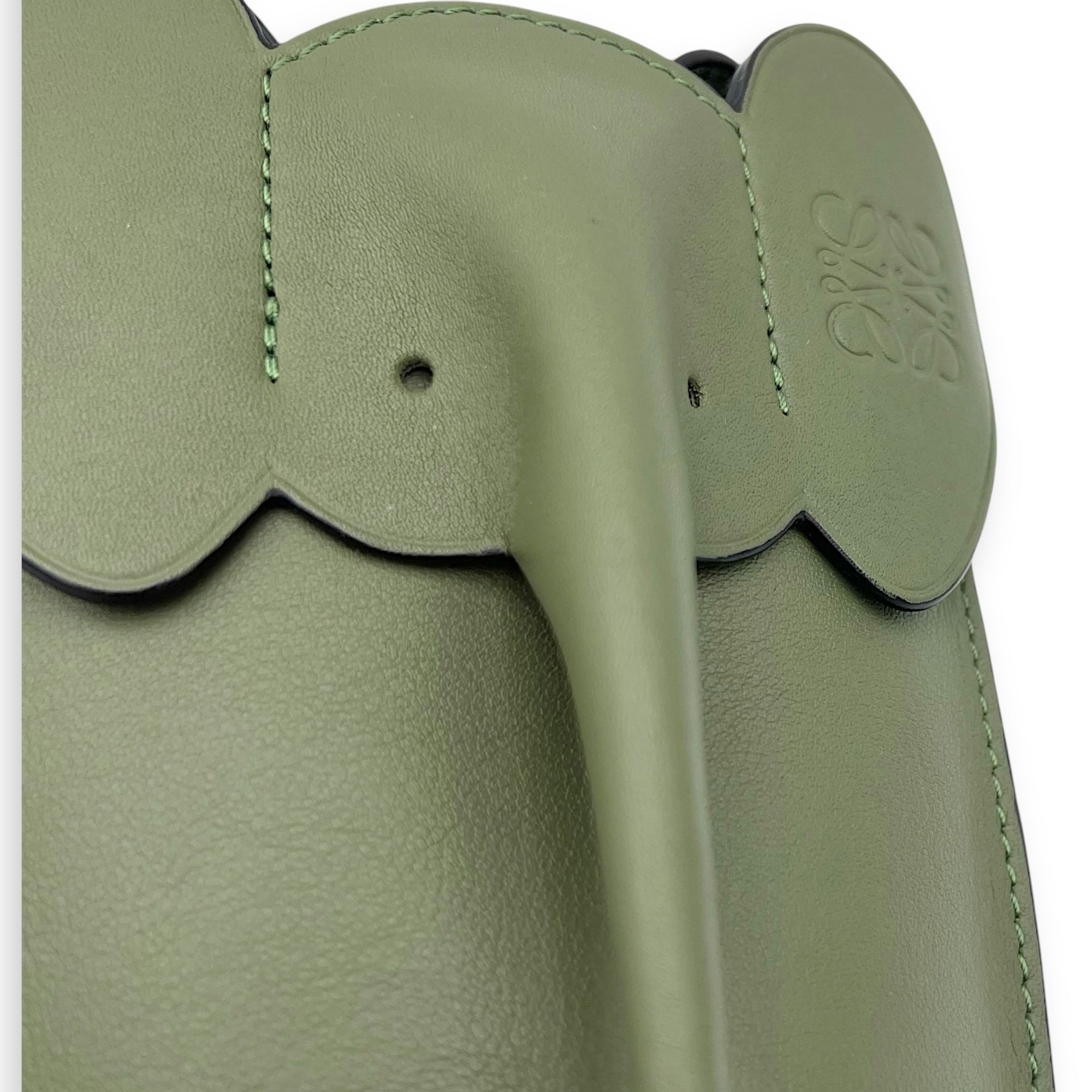 Loewe Elephant Pocket Crossbody Bag Green in Calfskin_8