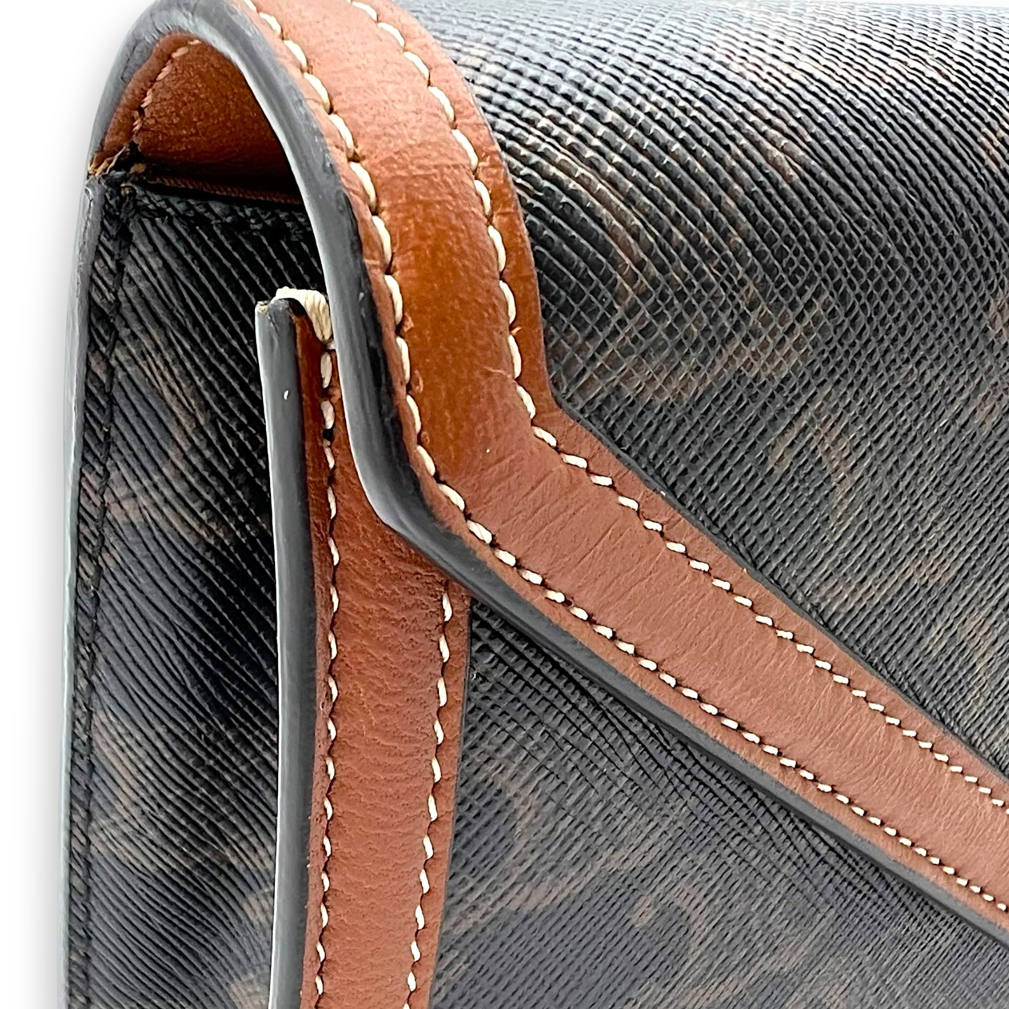 Celine Triomphe Wallet On Chain Brown in Coated Canvas, Gold hardware_8