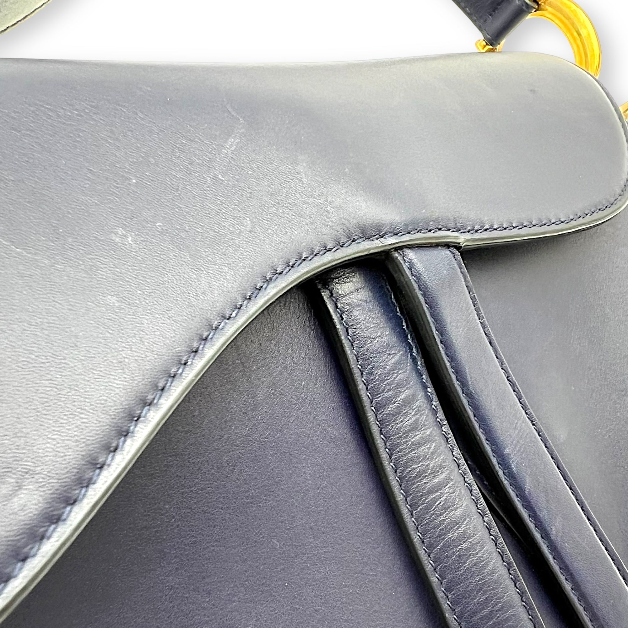 Dior Saddle Shoulder Bag Blue in Calfskin, Gold hardware_9