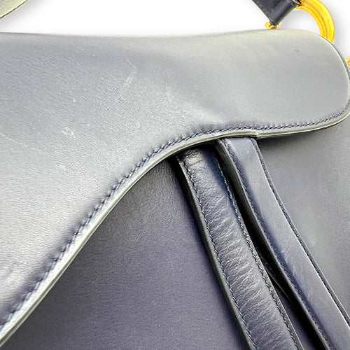 Dior Saddle Shoulder Bag Blue in Calfskin, Gold hardware_9