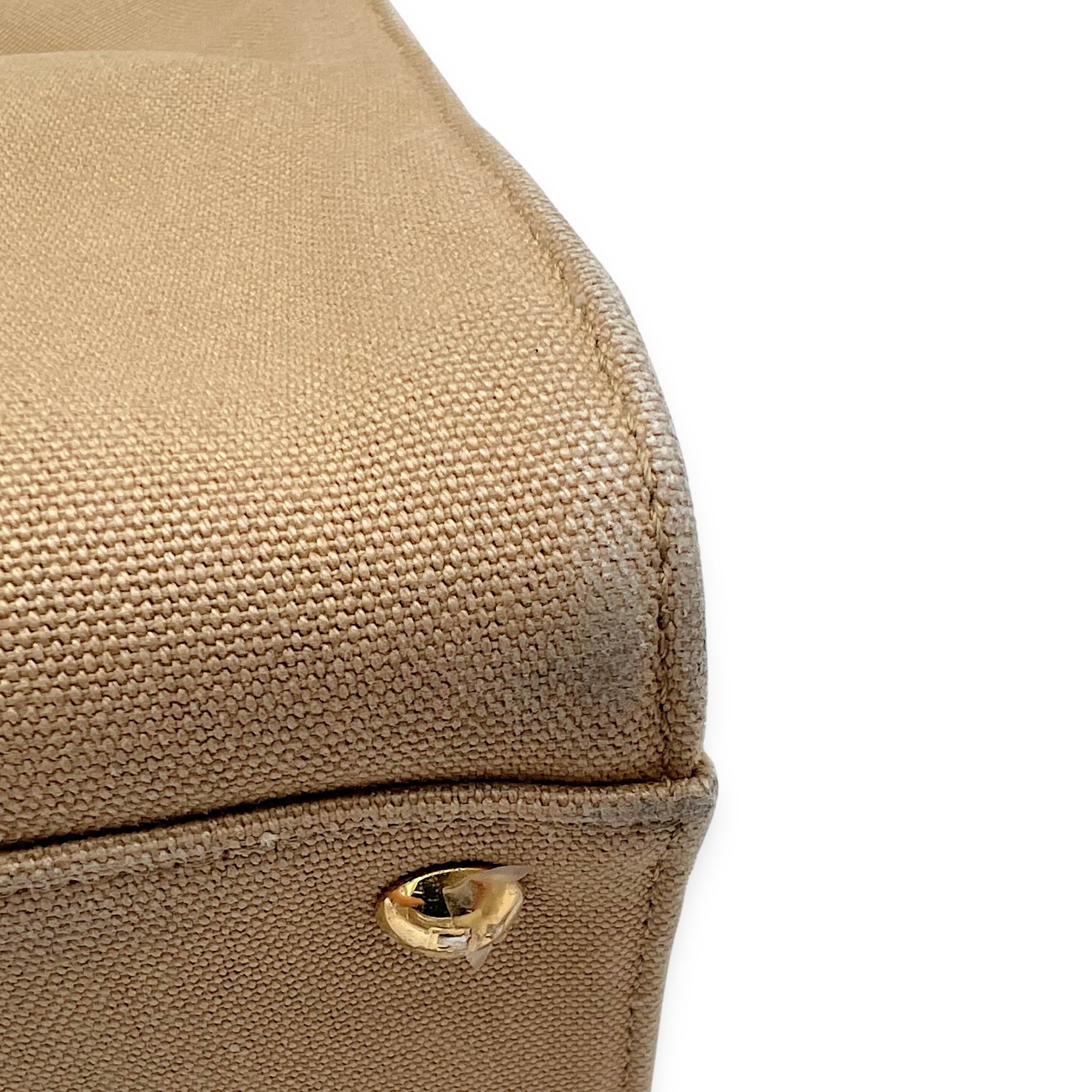 Fendi Peekaboo Brown Top Handle Bag in Canvas, Gold hardware_8