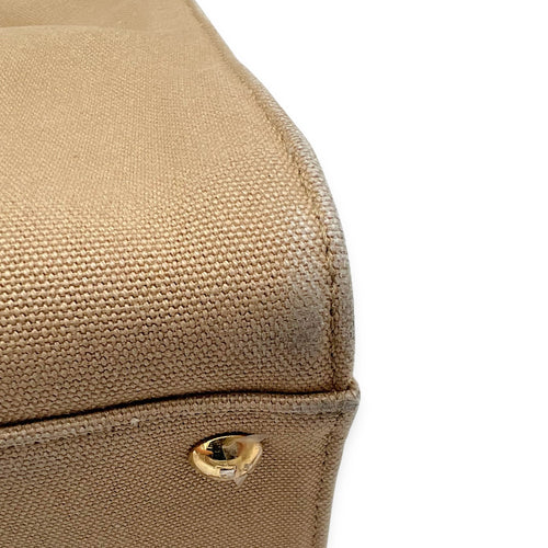 Fendi Peekaboo Brown Top Handle Bag in Canvas, Gold hardware_8
