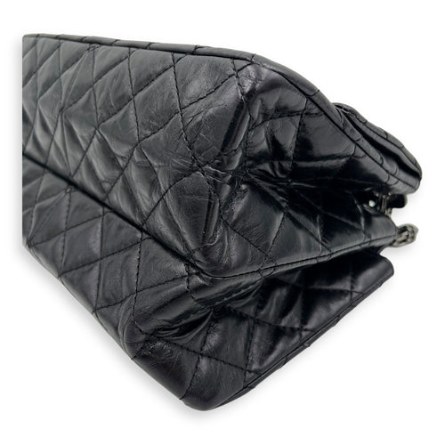 Chanel Double Vintage 2.55 Black Shoulder Bag in Calfskin, Ruthenium hardware_8