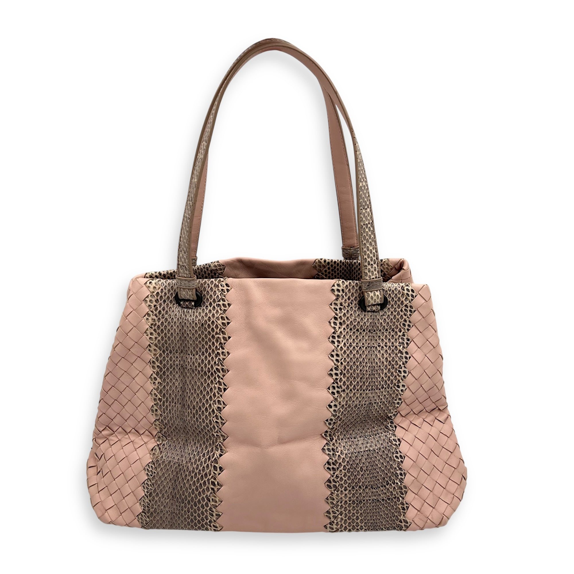Bottega Veneta Intrecciato Top Handle Bag Pink in Lambskin, Gunmetal hardware_6