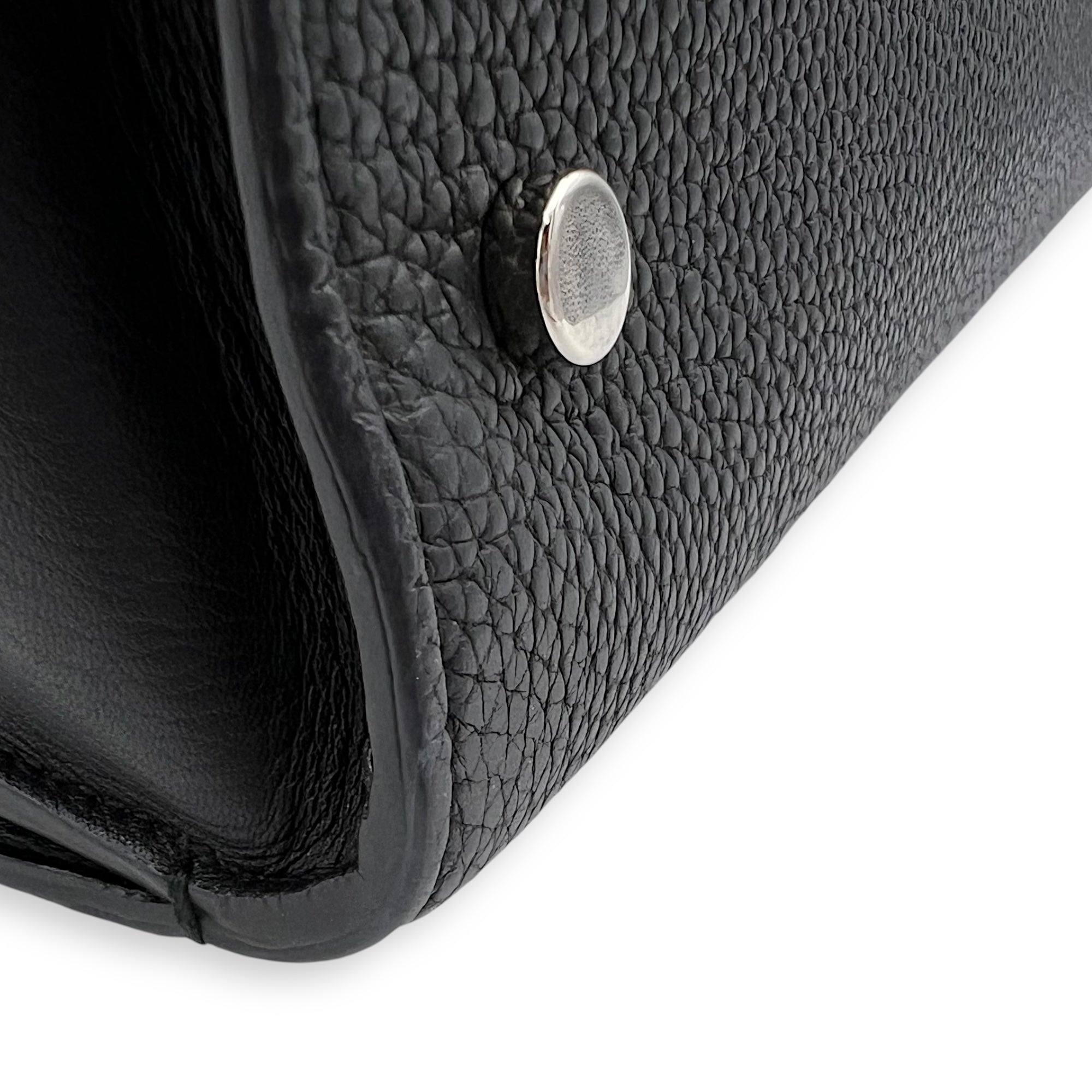 Dior Diorever Top Handle Bag Black in Calfskin, Silver hardware_8
