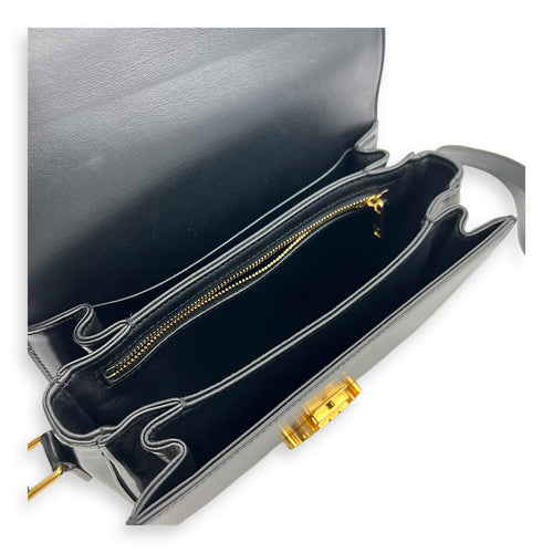 Celine Triomphe Classique Black Shoulder Bag in Calfskin, Gold hardware_8