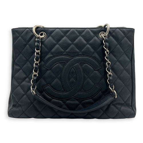 Chanel GST Tote Bag Black in Caviar Leather, Silver hardware_8