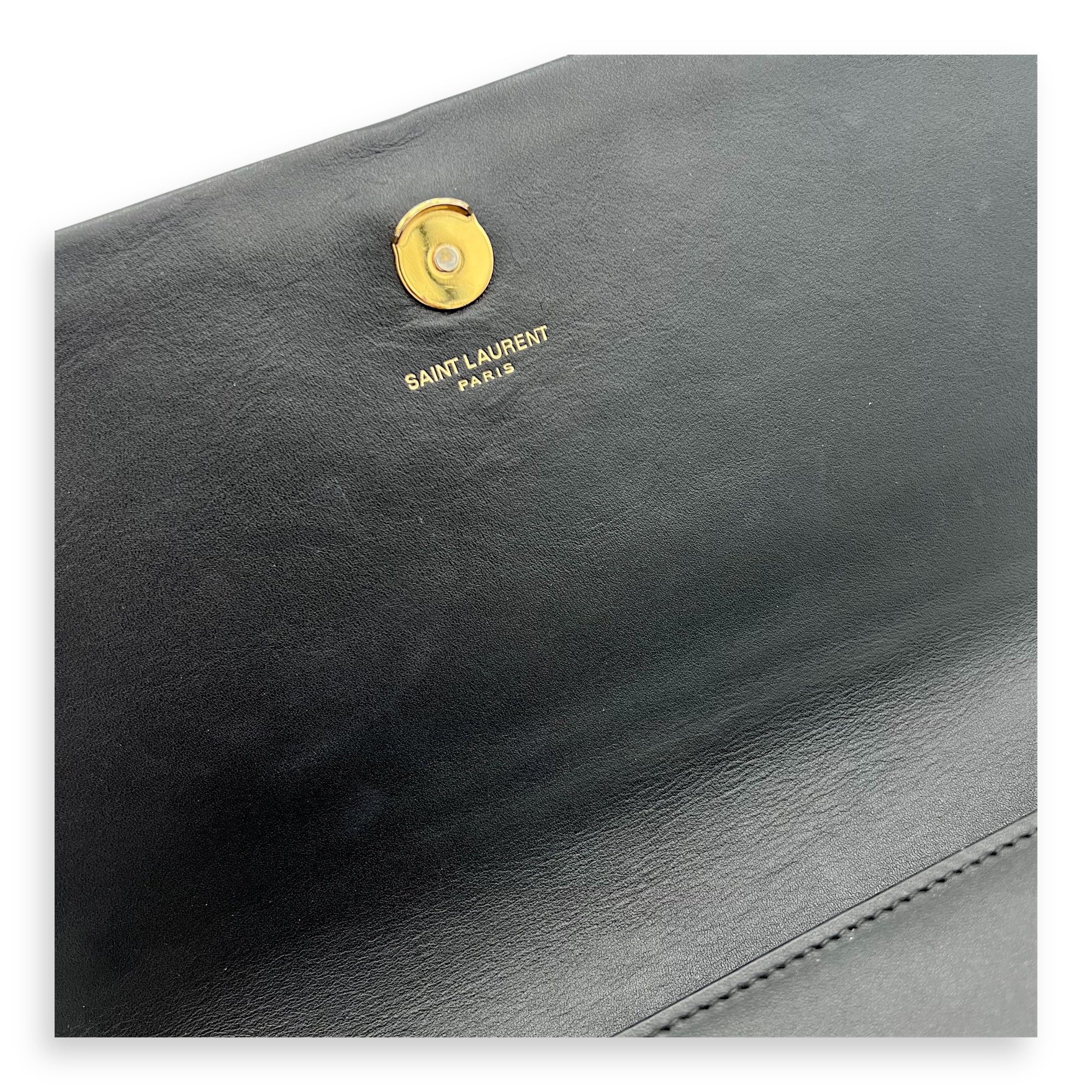 Saint Laurent Kate Crossbody Bag Black in Calfskin, Gold hardware_2