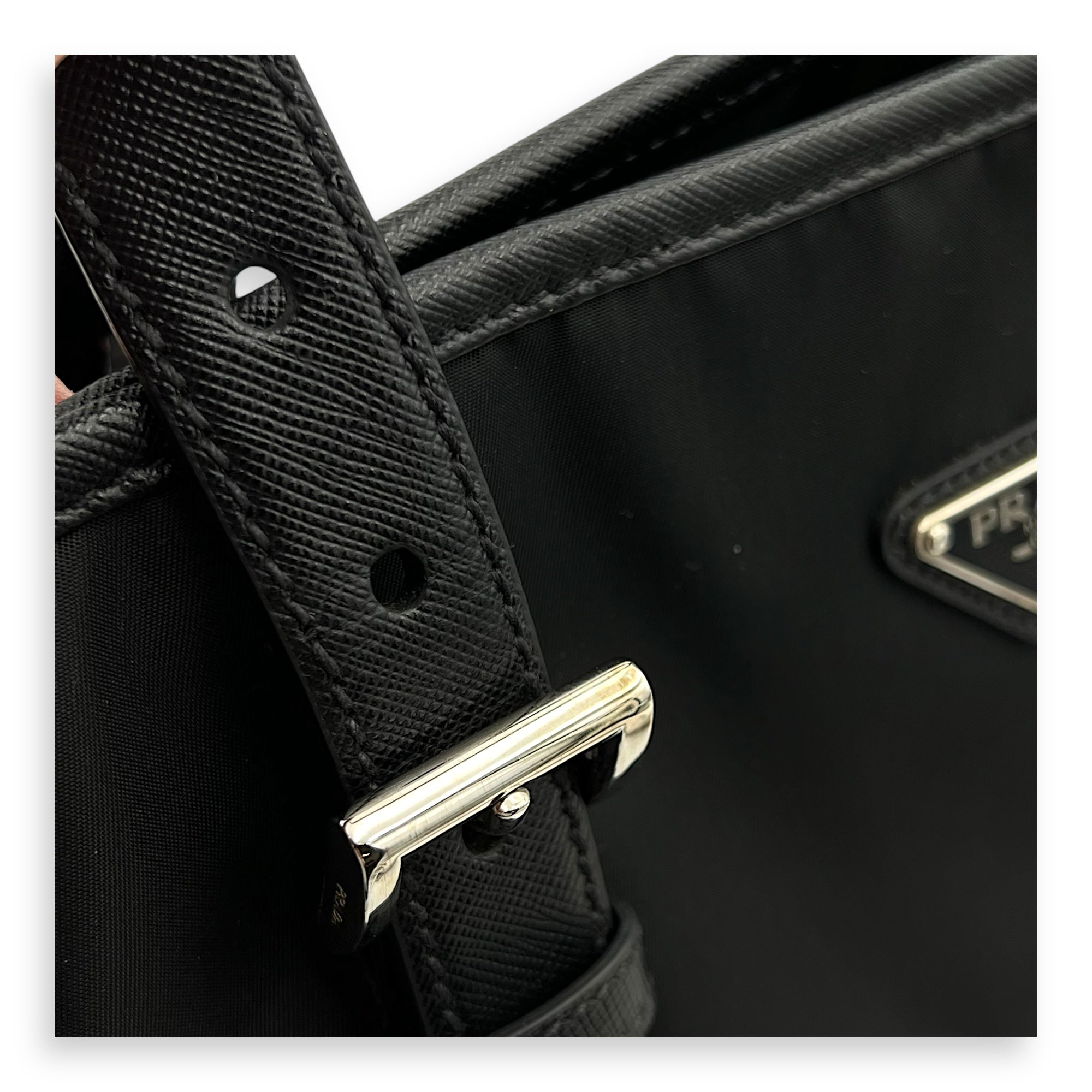 Prada Re-Nylon Top Handle Bag Black in Nylon, Silver hardware_1