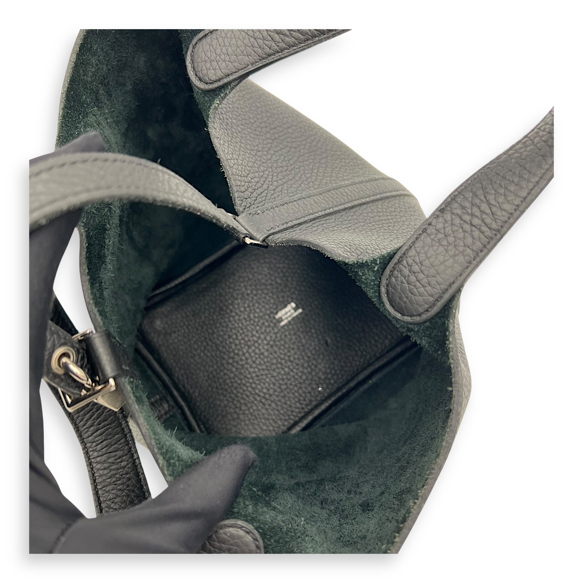 Hermès Picotin Noir in Clemence, Palladium hardware_8