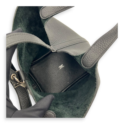 Hermès Picotin Noir in Clemence, Palladium hardware_8