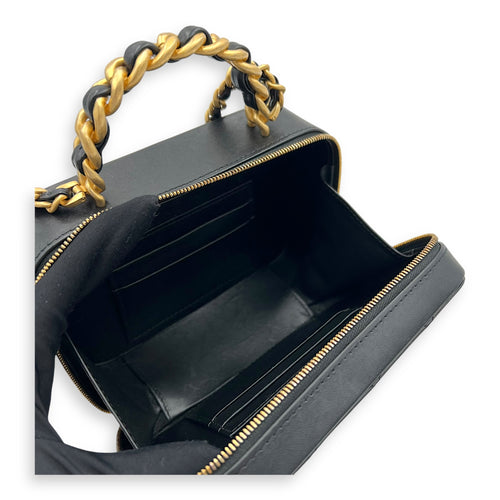 Chanel Vanity Chain Black Top Handle Bag in Lambskin, Gold hardware_8