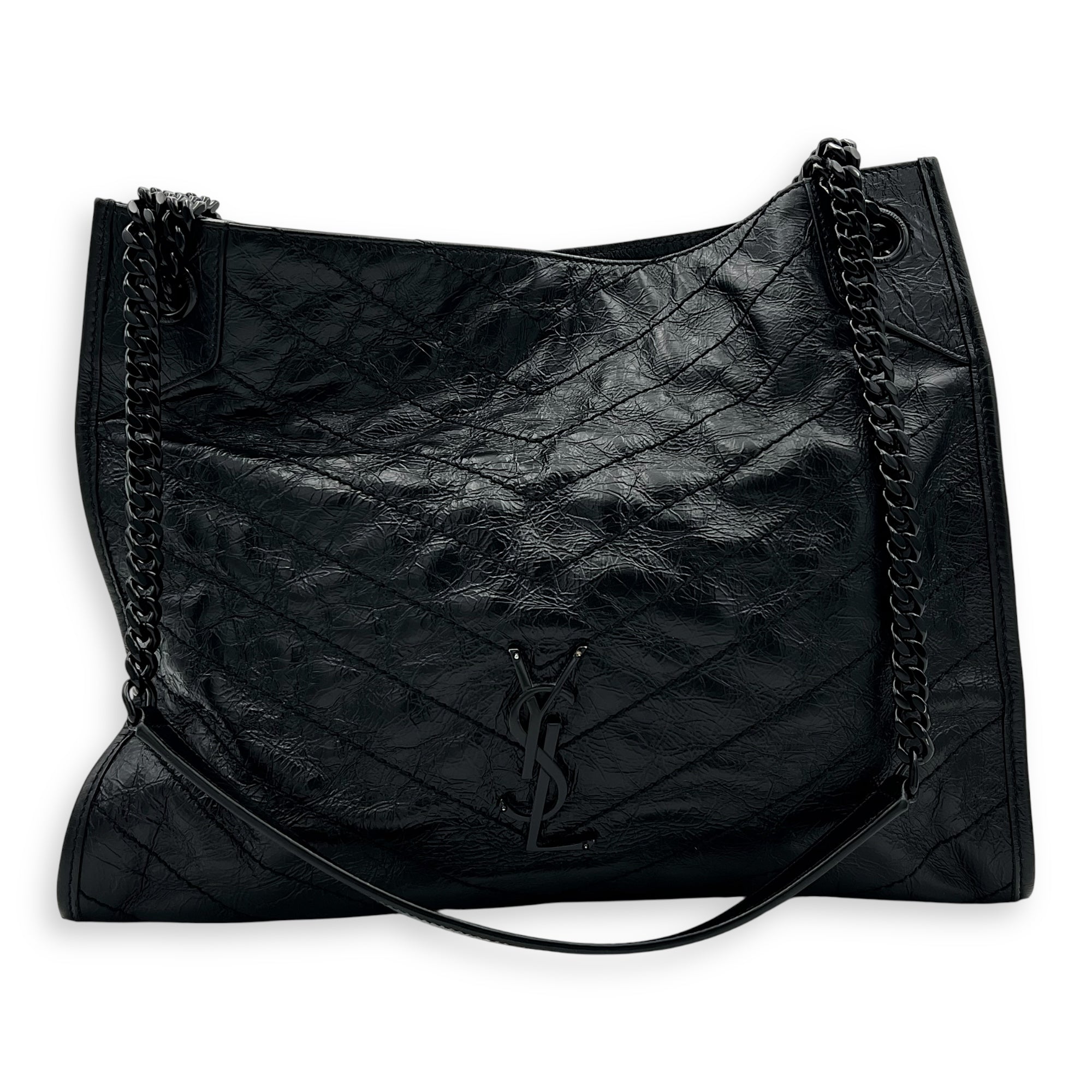 Saint Laurent Niki Tote Bag Black in Calfskin, Lacquered Metal hardware_8