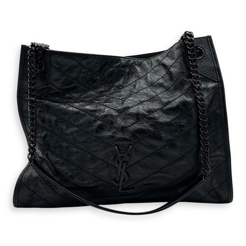 Saint Laurent Niki Tote Bag Black in Calfskin, Lacquered Metal hardware_8