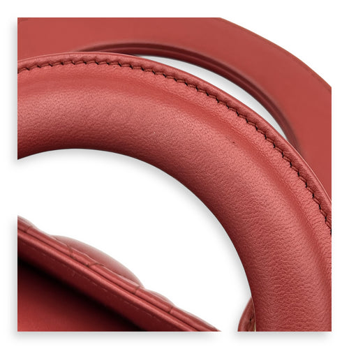 Dior Lady Dior Small Red Top Handle Bag in Lambskin, Gold hardware_3