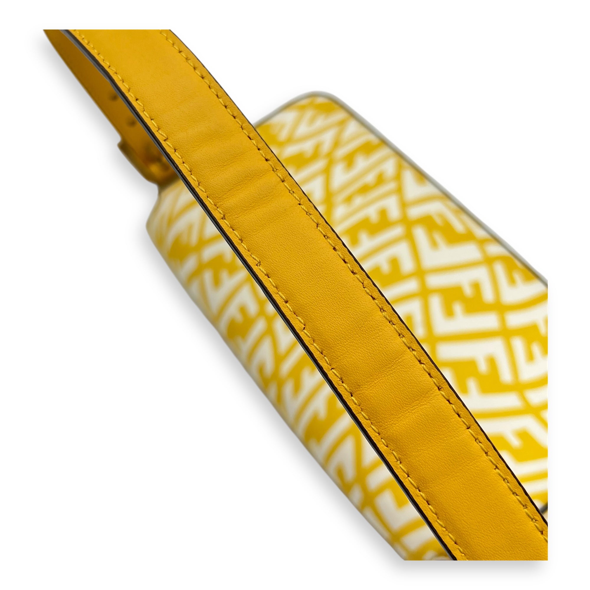 Fendi Baguette Shoulder Bag Yellow in Coated Canvas, Gold hardware_1