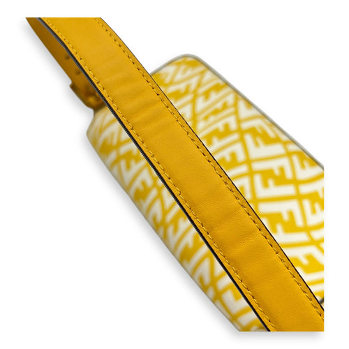 Fendi Baguette Shoulder Bag Yellow in Coated Canvas, Gold hardware_1