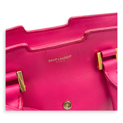 Saint Laurent Chyc Top Handle Bag Pink in Calfskin, Gold hardware_6