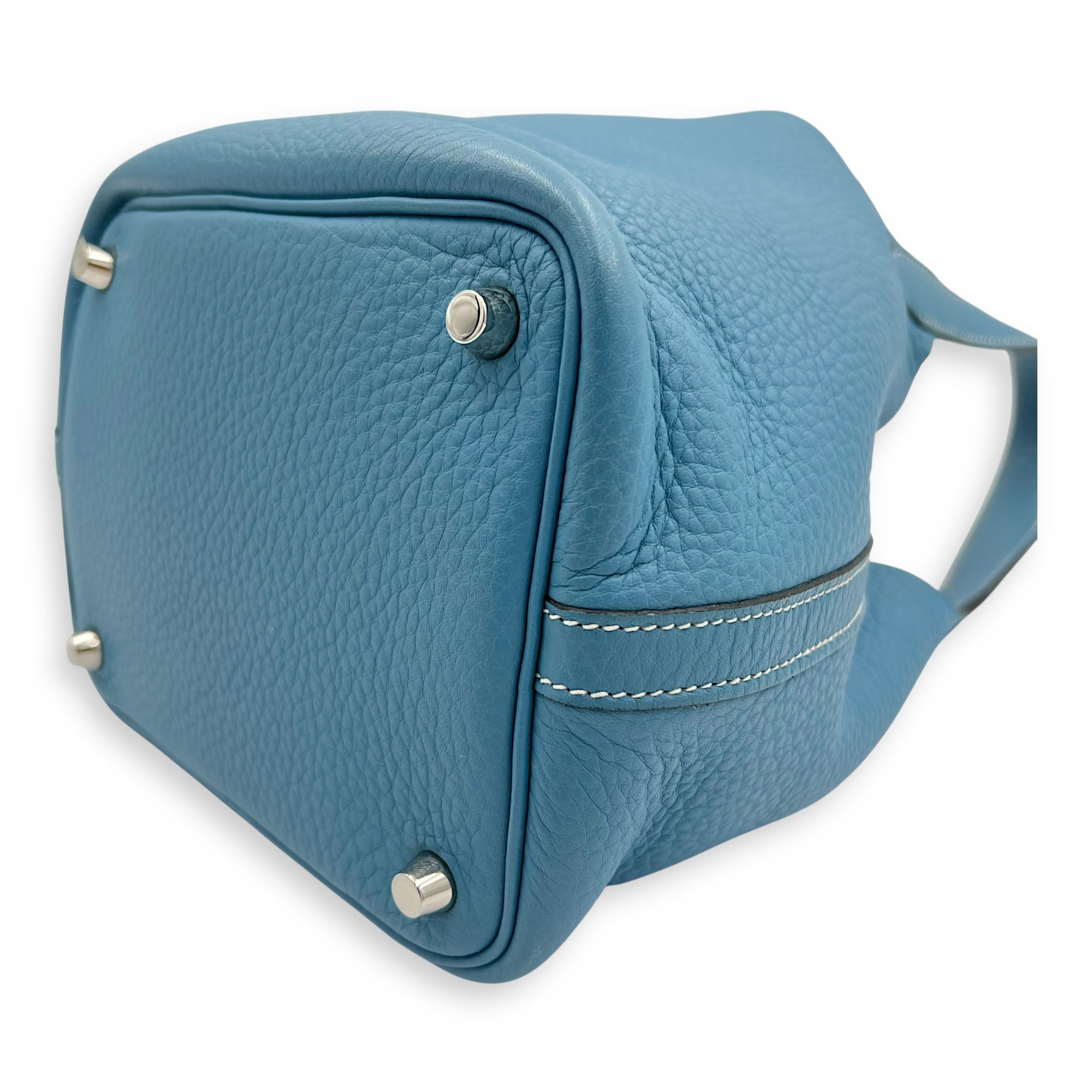 Hermès Picotin 18 Blue Jean Top Handle Bag in Clemence, Palladium hardware_8
