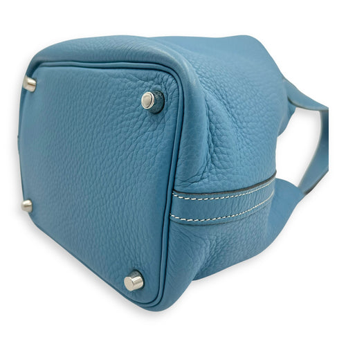 Hermès Picotin 18 Blue Jean Top Handle Bag in Clemence, Palladium hardware_8