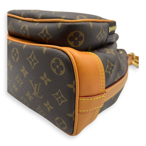 Louis Vuitton Noe Cargo Crossbody Bag Brown in Monogram Coated Canvas, Gold hardware_6