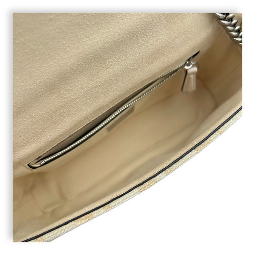 Fendi Baguette Shoulder Bag Beige in Velvet, Silver hardware_6