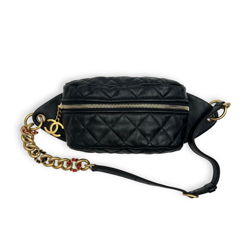 Chanel CC Quilted Belt Bag Black in Calfskin, Gold hardware_6