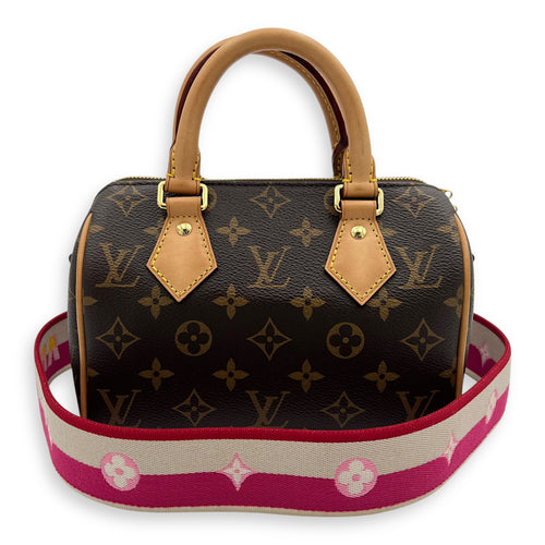Louis Vuitton Speedy Bandouliere 20 Brown Top Handle Bag in Monogram Coated Canvas, Gold hardware_6