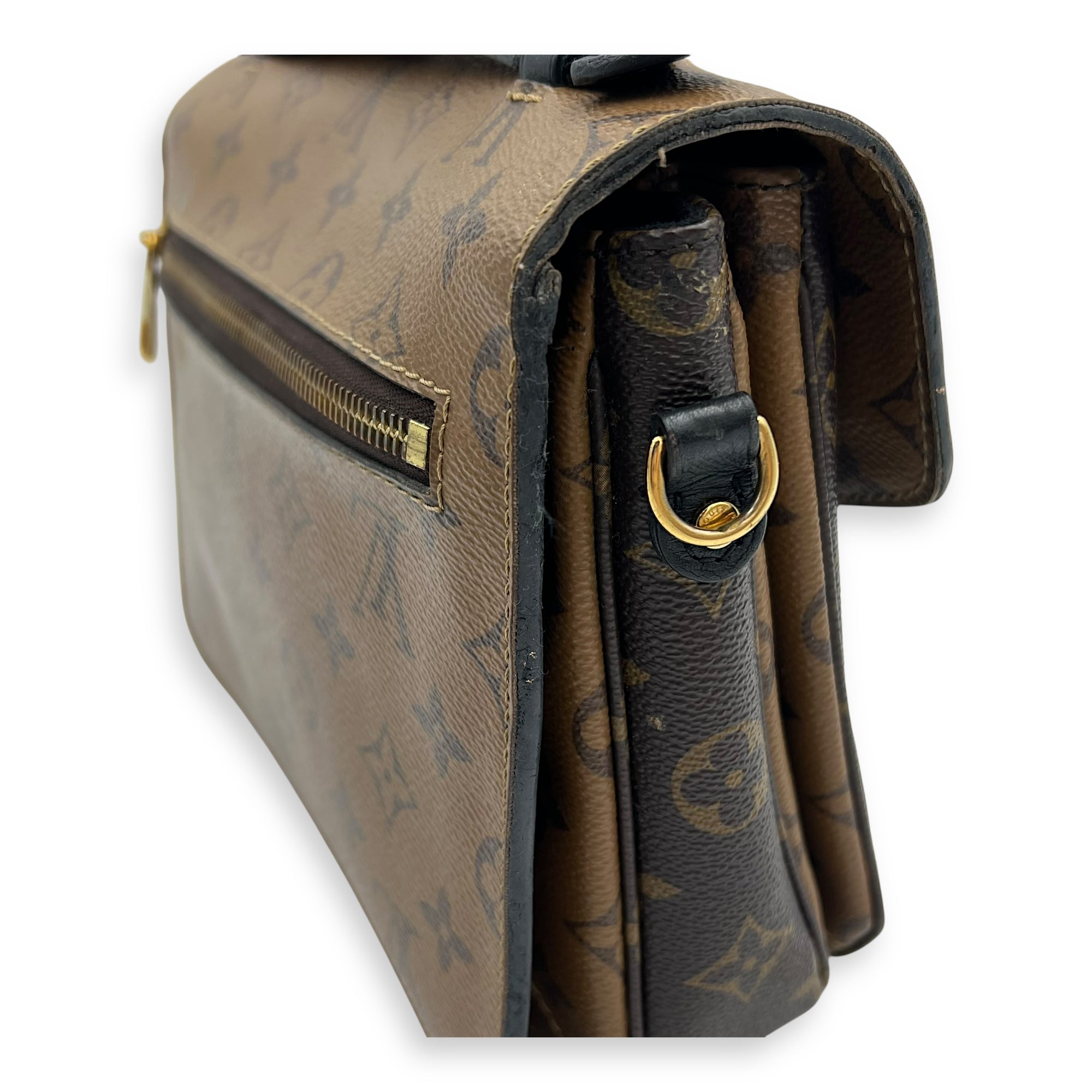 Louis Vuitton Metis Crossbody Bag Brown in Monogram Coated Canvas, Gold hardware_8