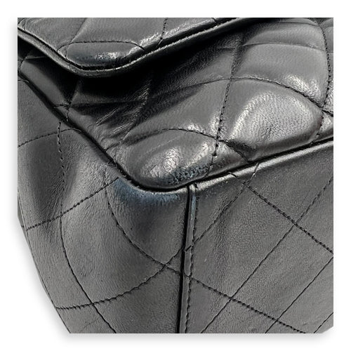 Chanel Classic Maxi Black Shoulder Bag in Lambskin, Silver hardware_8