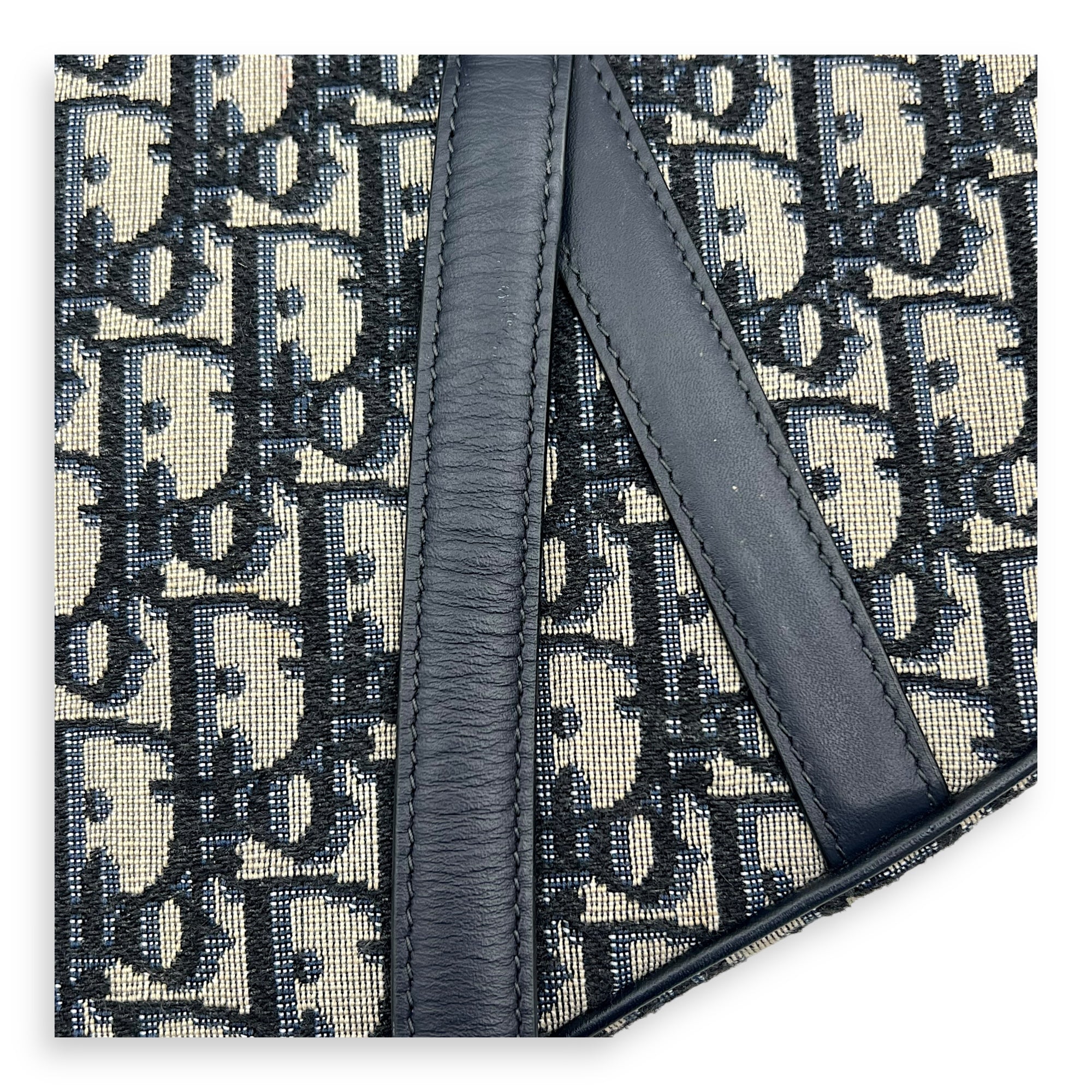 Dior Saddle Shoulder Bag Blue in Jacquard, Gold hardware_3