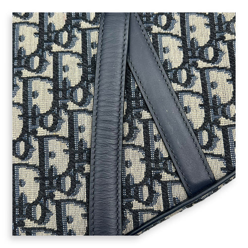 Dior Saddle Shoulder Bag Blue in Jacquard, Gold hardware_3