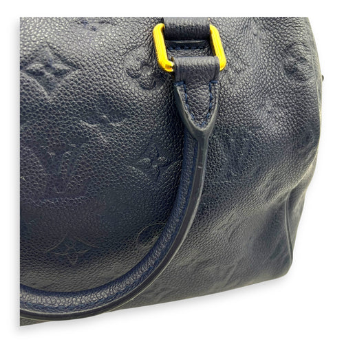 Louis Vuitton Speedy Bandouliere Top Handle Bag Blue in Empreinte Leather, Gold hardware_9