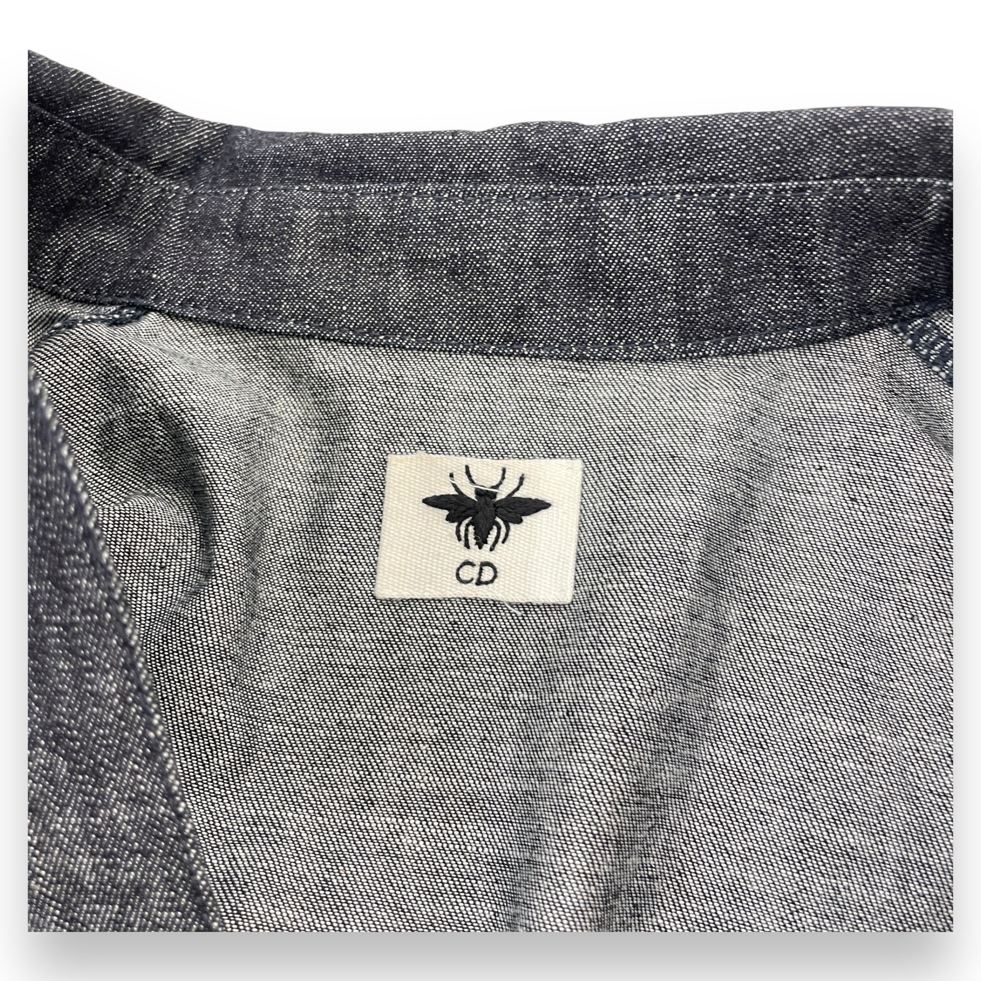 Denim Dress with Gold Coloured eyelet embroidery 34 Blue Ready-To-Wear in Cotton