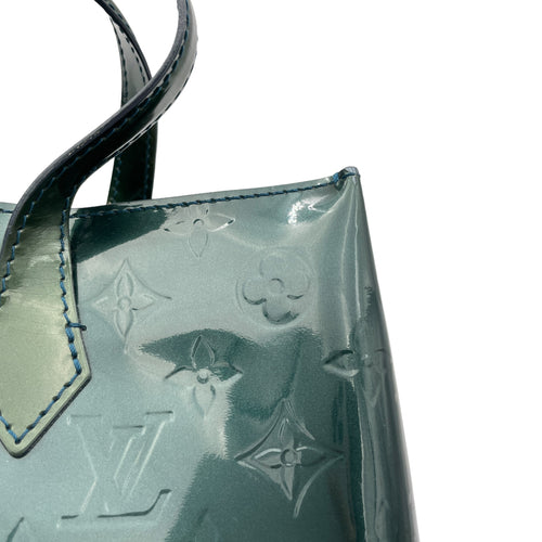 Wilshire PM Green Top Handle Bag in Patent Leather, Gold hardware