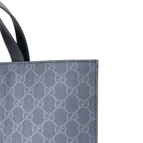 GG Supreme Tote Bag Black Tote Bag in Monogram Coated Canvas, Silver hardware