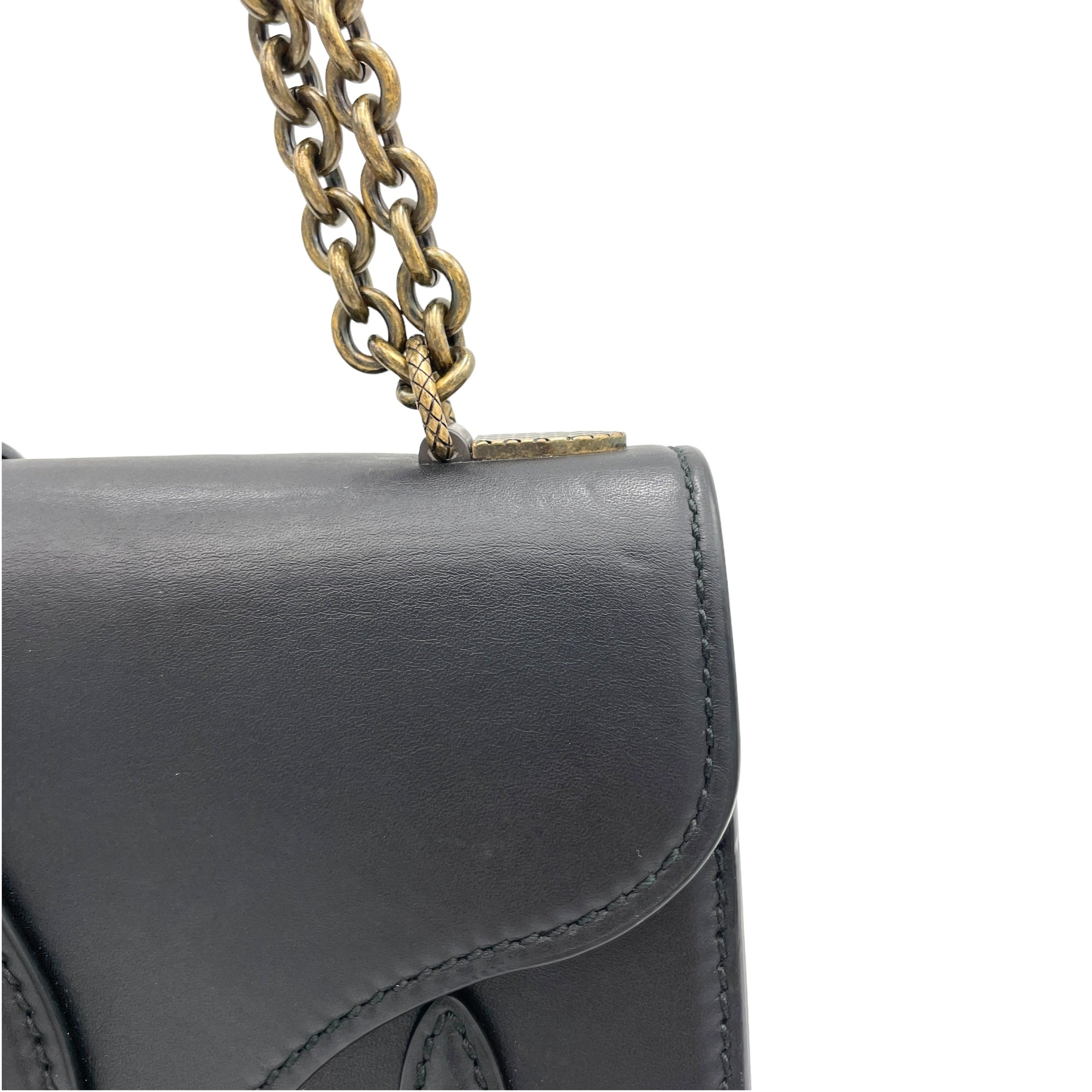 City Knot Black Shoulder Bag in Calfskin, Gold hardware