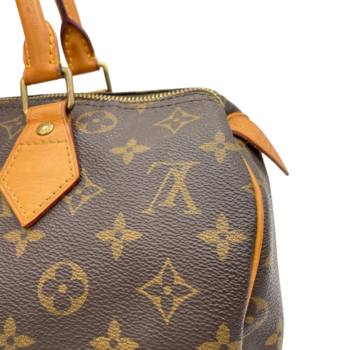 Speedy 30 Brown Top Handle Bag in Monogram Coated Canvas, Gold hardware